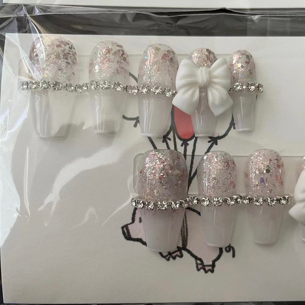 Handmade Press On Nails Bow